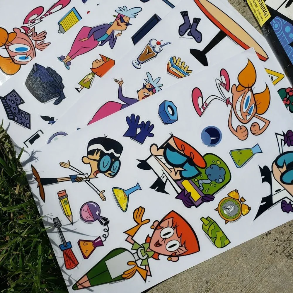 Johnny Bravo Dexter's Laboratory LARGE Vinyl Sticker pack and storyboards Crazy